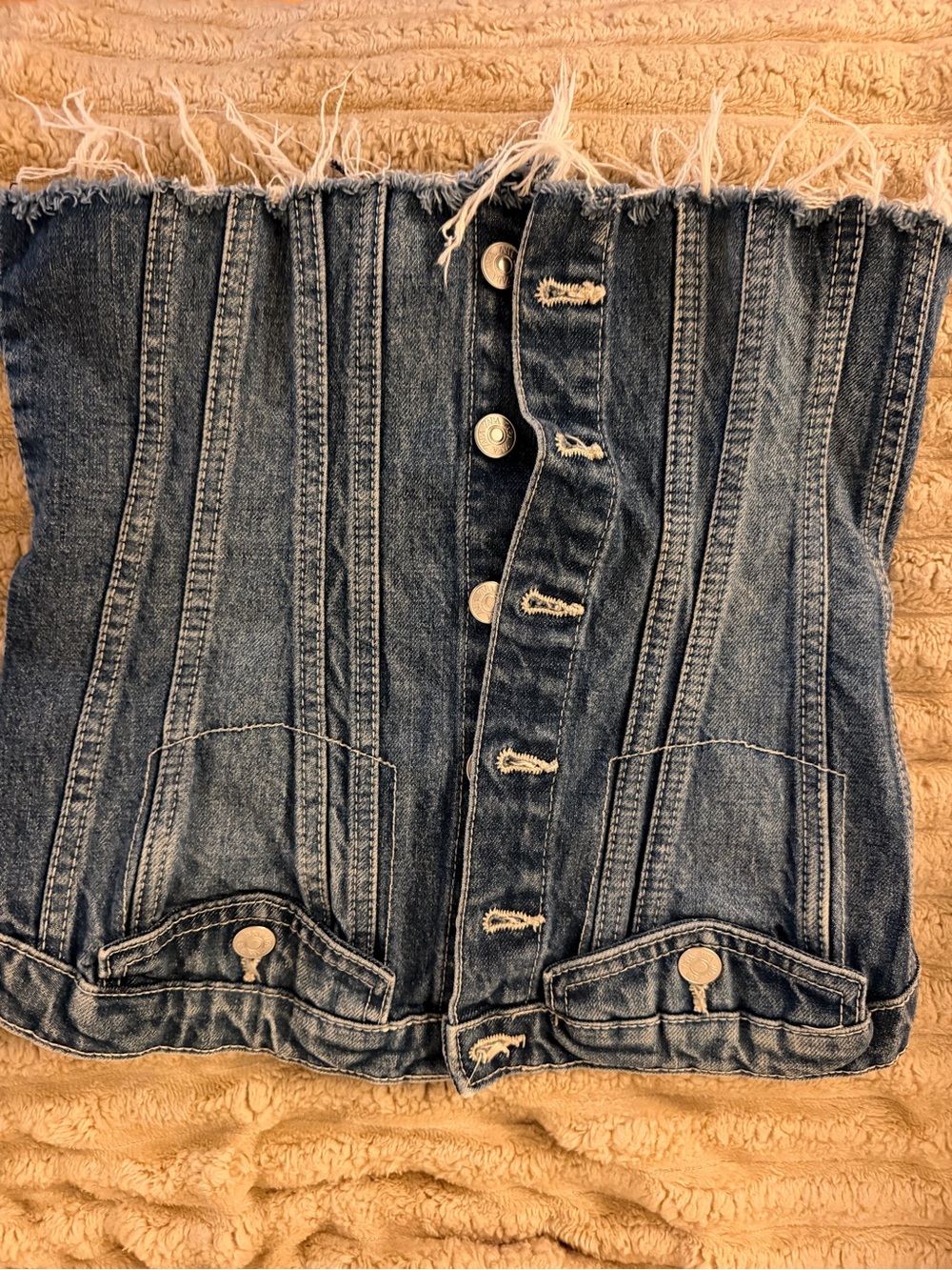 Zara Dark Blue Denim Strapless Bustier